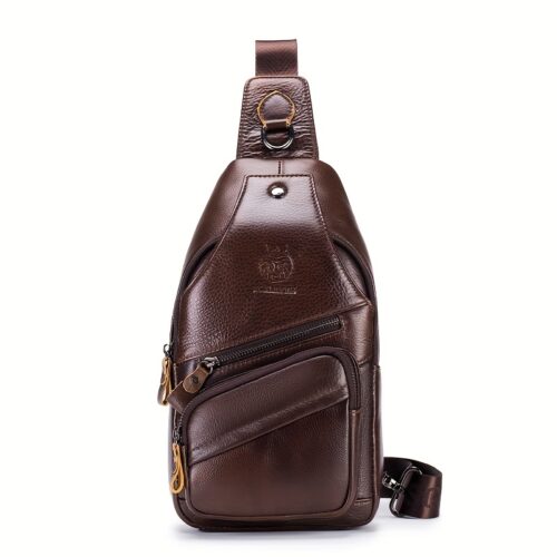 Sac sling homme rétro en cuir de vachette