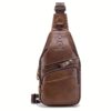 Sac sling homme rétro en cuir de vachette