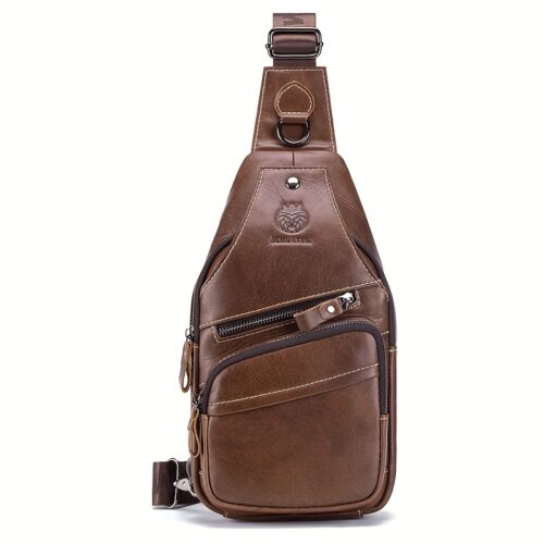 Sac sling homme rétro en cuir de vachette