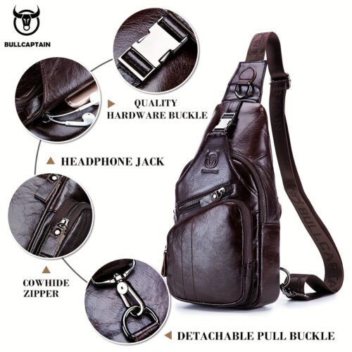 BULLCAPTAIN Sac Bandoulière Homme en Cuir Véritable