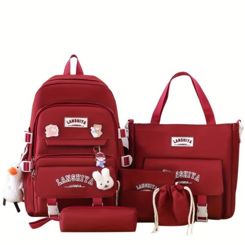 Ensemble sac à dos fille couleur unie Sac grand format