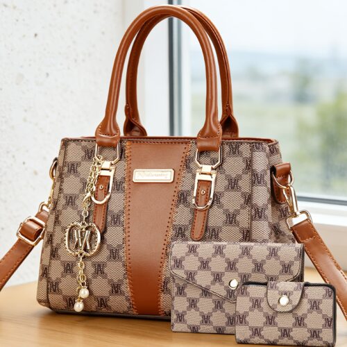 Ensemble sac à main imprimé monogramme & bloc de couleur
