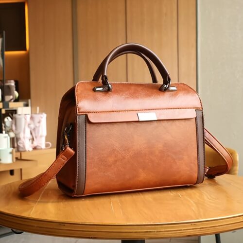 Sac à Main en Cire Cirée pour Femme Cartable Multicouche