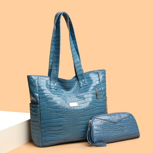 Ensemble 3 pièces sac à main crocodile