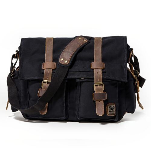 Sacoche PC Portable 15,6" Homme en Toile Vintage — Grande Capacité & Ultra-Durable