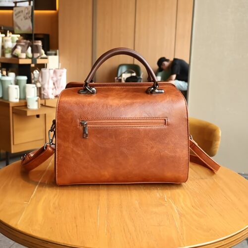 Sac à Main en Cire Cirée pour Femme Cartable Multicouche