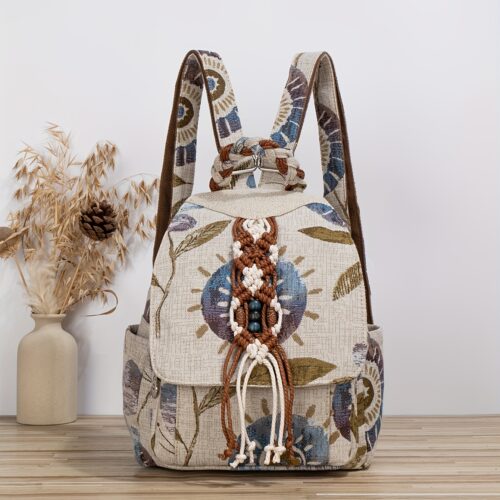 Sac à dos grand format Tissé à la main pour femme