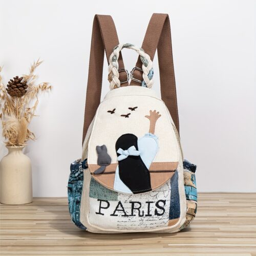 Sac à dos style bohémien chaton et oie multicolore