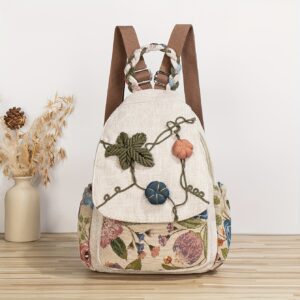 Sac à dos bohème tissé à la main Motif vigne de citrouille