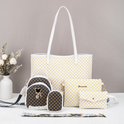 Ensemble 5 pièces sacs à main rétro pour femme