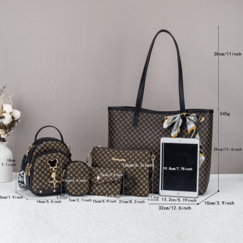 Ensemble 5 pièces sacs à main rétro pour femme