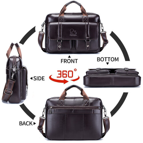 Grand sac à main pour homme en cuir véritable, mallette professionnelle