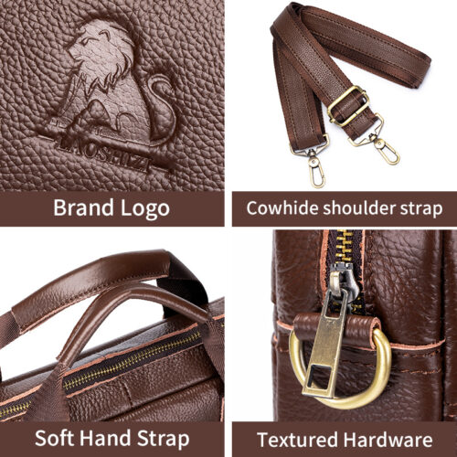 Grand sac à main pour homme en cuir véritable, mallette professionnelle