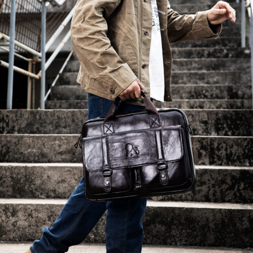 Grand sac à main pour homme en cuir véritable, mallette professionnelle