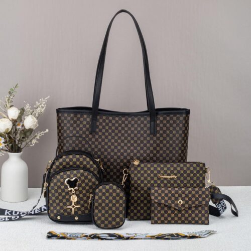 Ensemble 5 pièces sacs à main rétro pour femme
