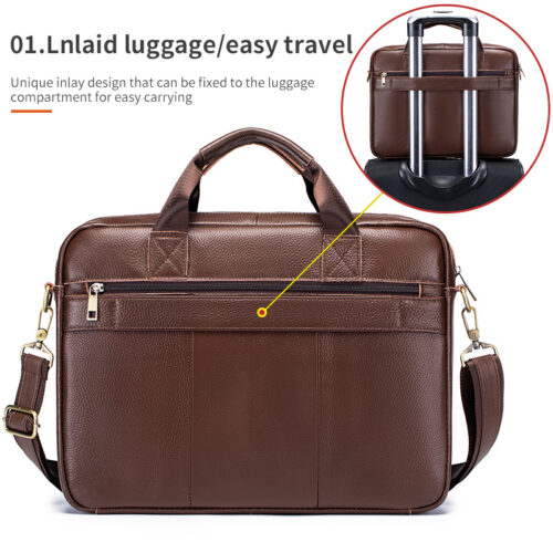 Grand sac à main pour homme en cuir véritable, mallette professionnelle