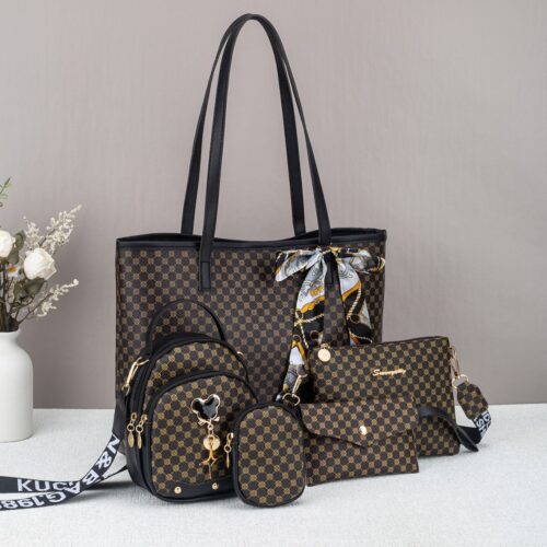 Ensemble 5 pièces sacs à main rétro pour femme