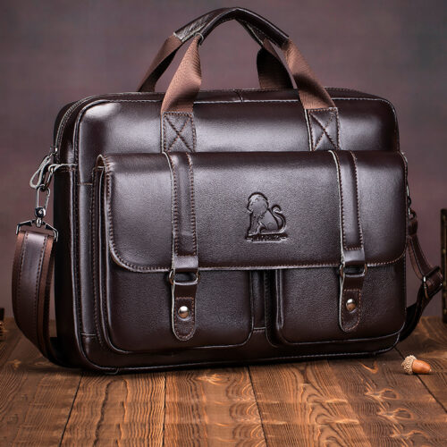 Grand sac à main pour homme en cuir véritable, mallette professionnelle